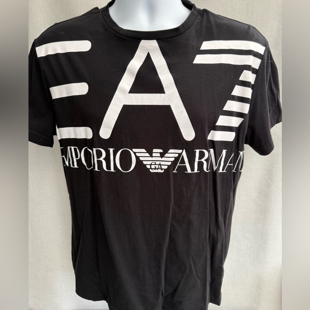Emporio Armani Black Tee with White EA7 Logo